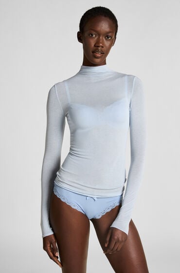 Hunkemöller super soft rullekrave bluse med cashmere Blå