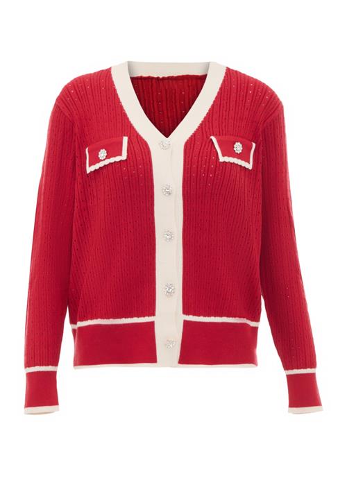 NALLY Cardigan  rubinrød / uldhvid