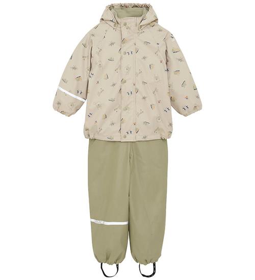 CeLaVi Regntøj m. Fleece - AOP - White Pepper