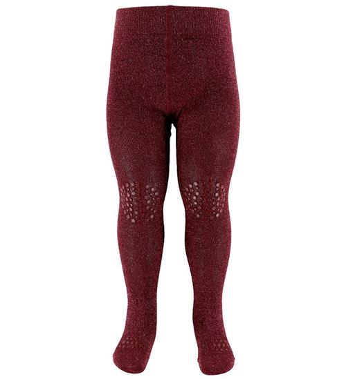 GoBabyGo Kravlestrømpebukser - Bambus - Wine Red m. Glimmer