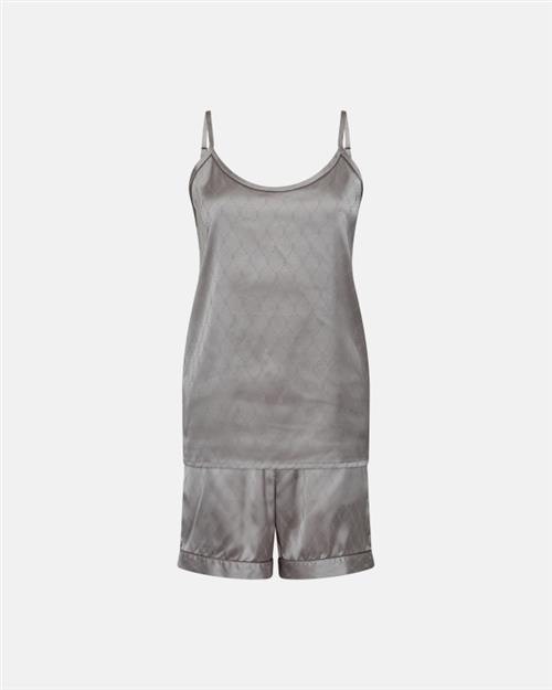 Pyjamas m. shorts "Satin" | Polyester | Lys grå