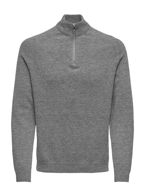 Onsedward Reg 7 Wool Half Zip Knit Cs ONLY & SONS Grey