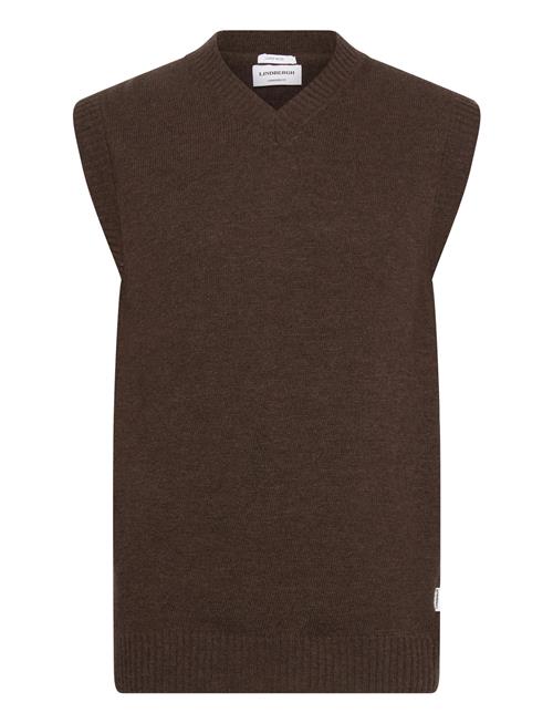 Lambswool V-Neck Slipover Lindbergh Brown