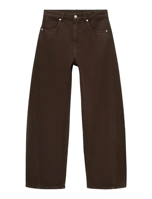 Mid-Rise Barrel Jeans Mango Brown