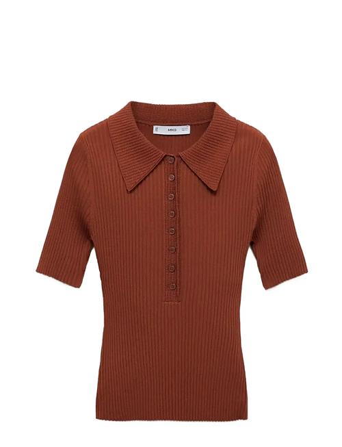 Polo-Neck Ribbed Sweater Mango Brown