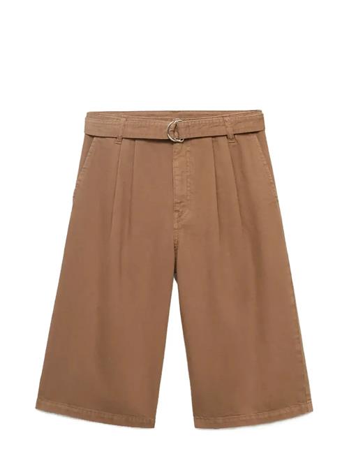 Denim Jorts With Belt Mango Brown