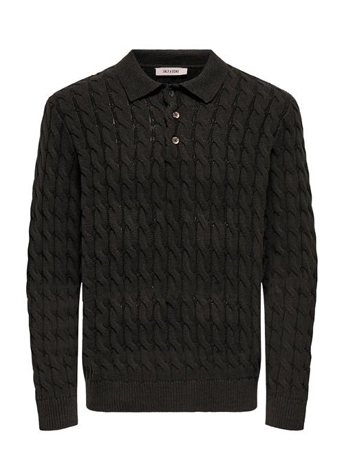 Onskicker Life Rlx Ls Cabel Polo Knit ONLY & SONS Black