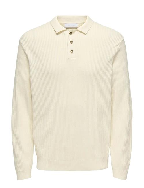 Onslaw Reg Ls Polo Knit Frml ONLY & SONS Cream