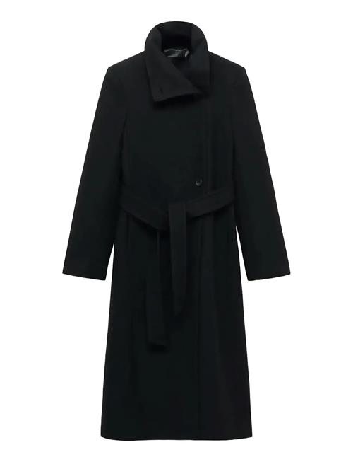 Manteco Wool Coat With Belt Mango Black