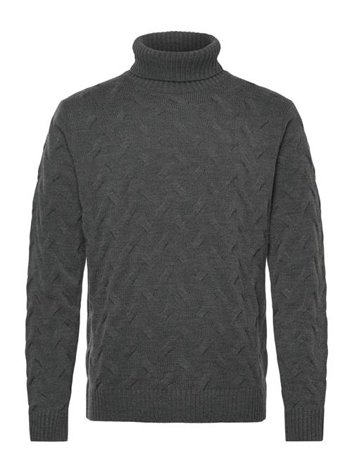 1927 Merino Blend Texture Roll Neck Lindbergh Black Grey