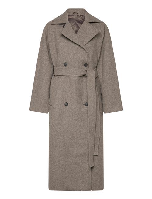 Over D Wool-Blend Double-Breasted Coat Weekday Beige
