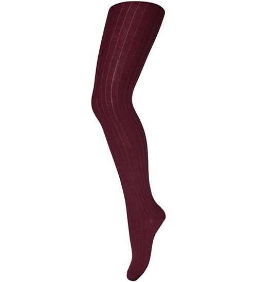 MP Strømpebukser - Uld - Rib - Wine Red