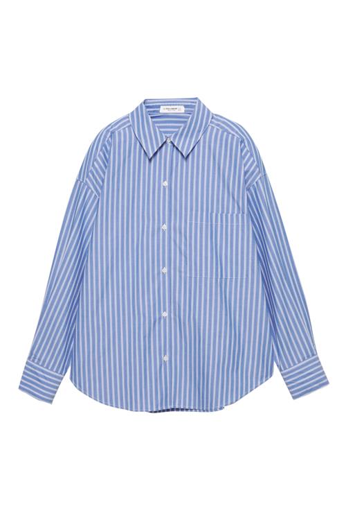 Pull&Bear Bluse  koboltblåt / hvid