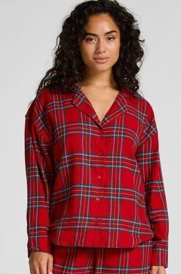 Hunkemöller Pyjamastop af flonel Rød