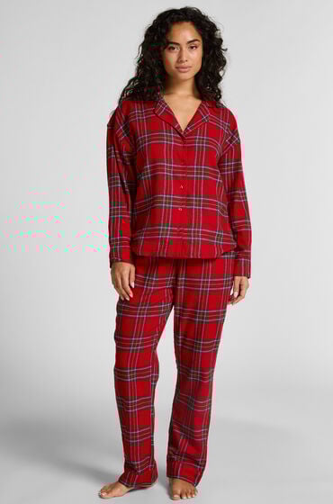 Hunkemöller Pyjamastop af flonel rød