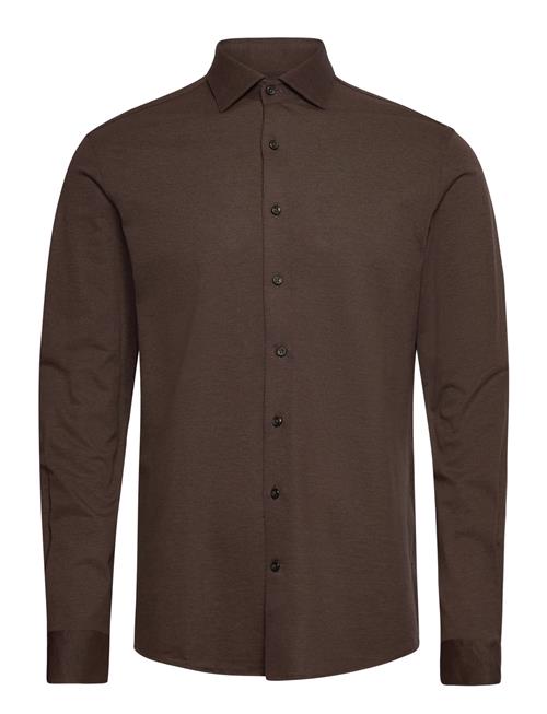 Piqué Knitted Shirt L/S Lindbergh Black Brown
