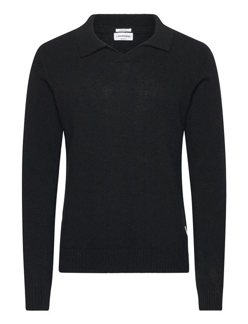 Lambswool L/S V-Neck Polo Lindbergh Black