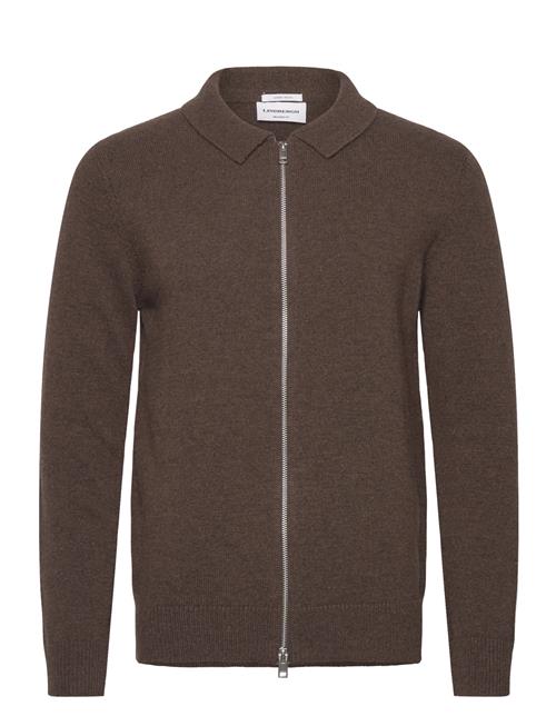 Lambswool L/S Cardigan With 2-Way Z Lindbergh Brown