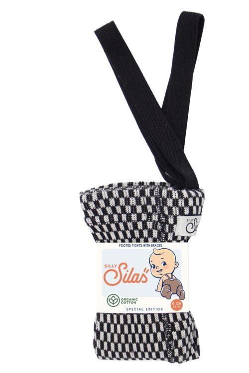 Silly Silas GOTS Strømpebukser Black X White Checked  Black x White Checked-6-12 m  Sort  6-12 måneder  unisex