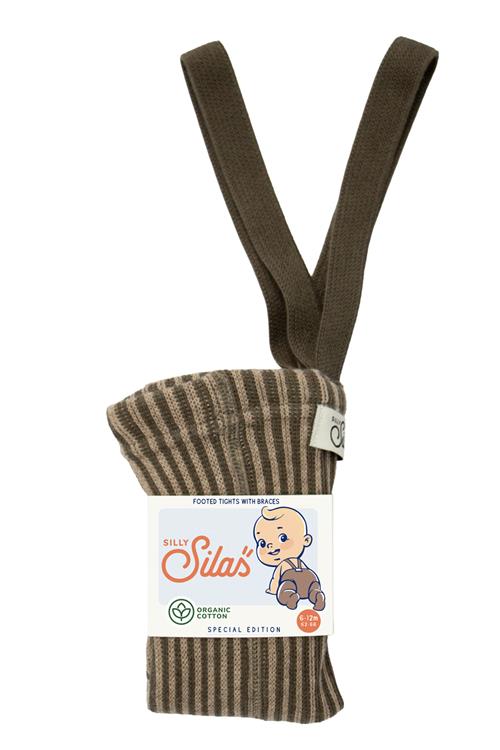 Silly Silas GOTS Strømpebukser Seaweed Brown X Peanut Striped  Seaweed Brown x Peanut Striped-6-12 m  Beige  6-12 måneder  unisex