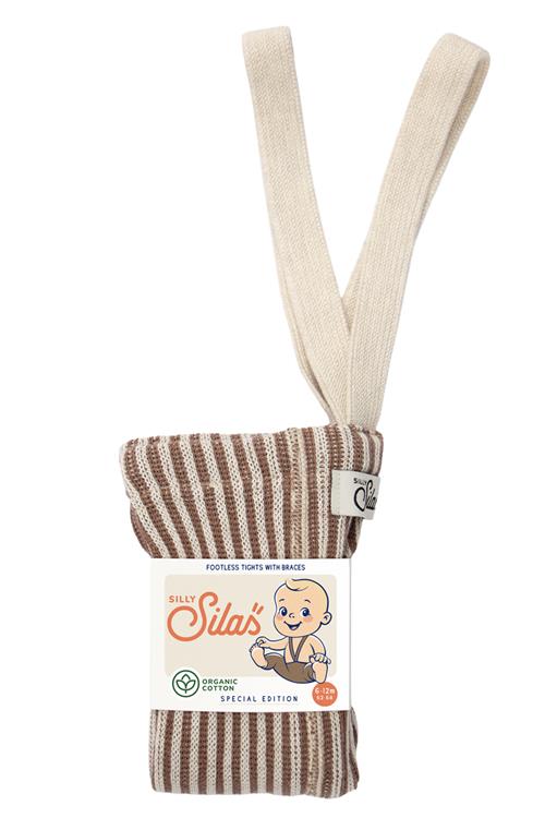 Silly Silas GOTS Fodløse Strømpebukser Med Seler Granola X Cream Striped  Granola x Cream Striped-3-4 Y  Creme  3-4 år  unisex