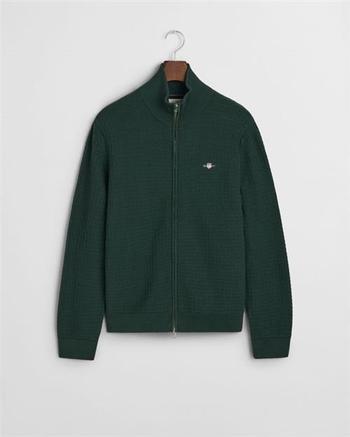 COTTON TEXTURED ZIP CARDIGAN