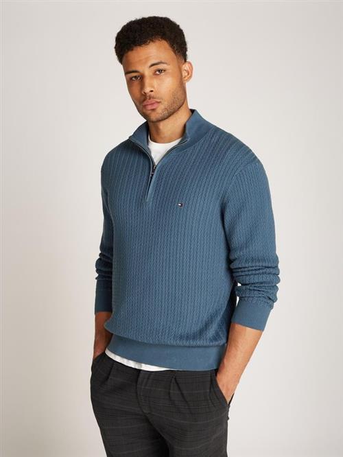 HERRINGBONE STRUCTURE ZIP MOCK