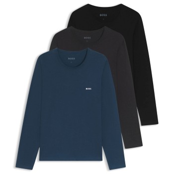 BOSS 3P Long Underwear Shirt Blå/Grå bomuld Medium Herre