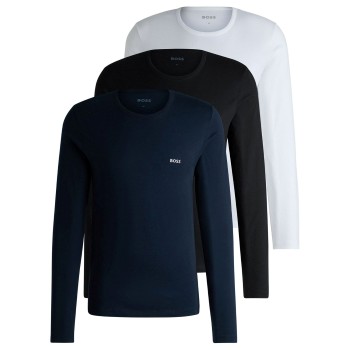BOSS 3P Long Underwear Shirt Sort/Marine/Hvid bomuld X-Large Herre