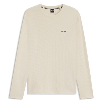 BOSS Waffle Sweatshirt Offwhite X-Large Herre