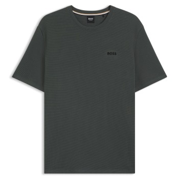 BOSS Waffle T Shirt Mørkgrøn  Large Herre