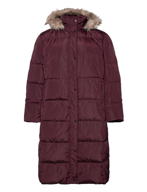 Faux-Fur-Trim Hooded Down Coat Lauren Women Burgundy