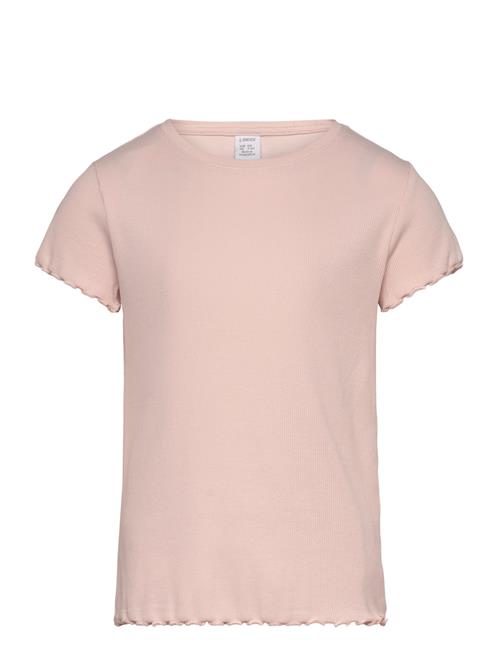 Top Ss Rib With Frill Edges Ba Lindex Pink