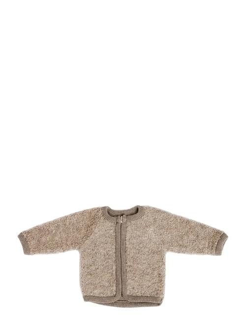 Cardigan W. Zipper, Bouclé Merino Wool, Natur Melange Smallstuff Beige