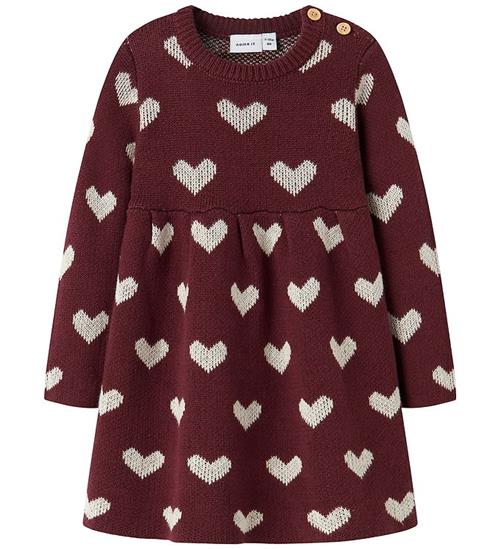 Name It Kjole - Strik - NbfOana - Burgundy/Peyote Heart