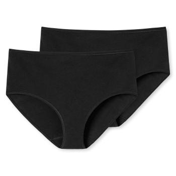 Schiesser Trusser 2P 95-5 Organic Cotton Midi Briefs Sort bomuld Large Dame