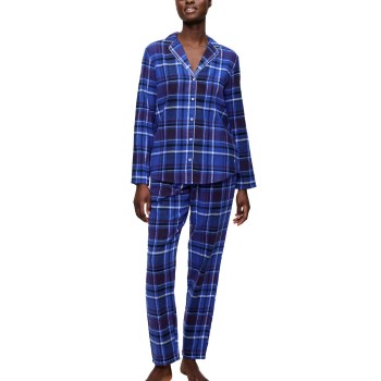 Triumph Boyfriend Long Sleeved Pyjama Set Mørkblå bomuld 42 Dame