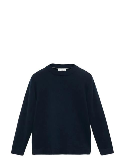 Knitted Sweater With Ribbed Details Mango Navy