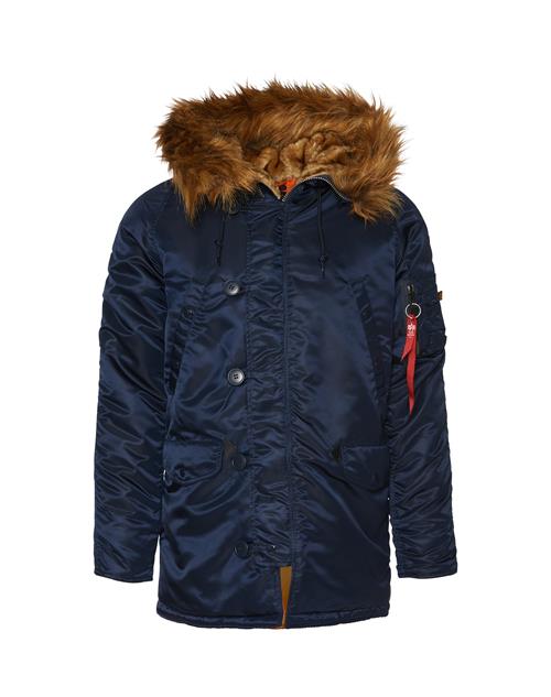 ALPHA INDUSTRIES Vinterjakke 'N3B VF 59'  mørkeblå / brun / knaldrød / hvid