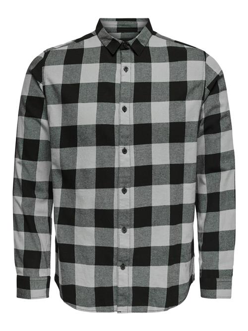 Only & Sons Skjorte 'Gudmund'  lysegrå / sort