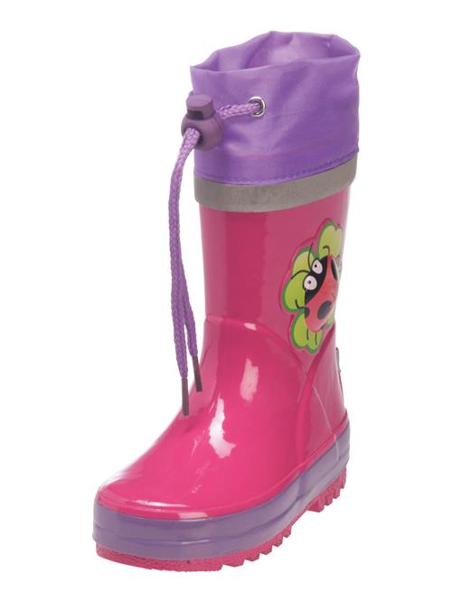 Se PLAYSHOES Gummistøvler 'Glückskäfer'  lysegrøn / lyselilla / pink / sort hos About You