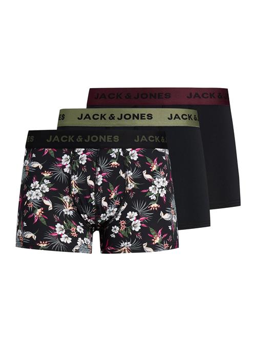 JACK & JONES Boksershorts 'JACFlower'  grøn / vinrød / sort / hvid