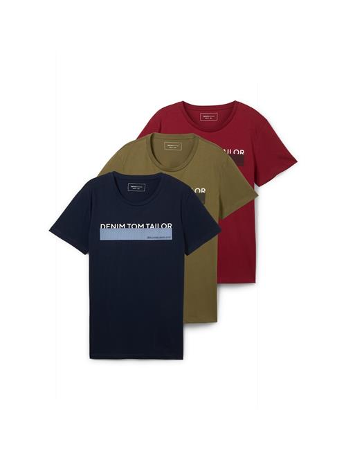 TOM TAILOR DENIM Bluser & t-shirts  navy / khaki / rød / hvid