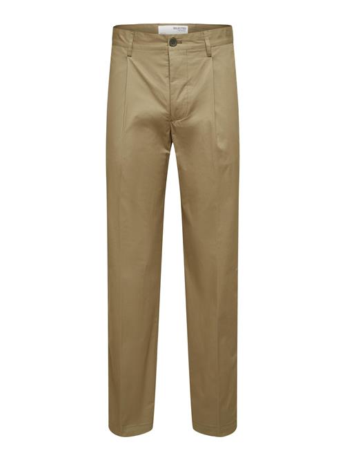 SELECTED Bukser med lægfolder 'LOIK'  lysegrøn