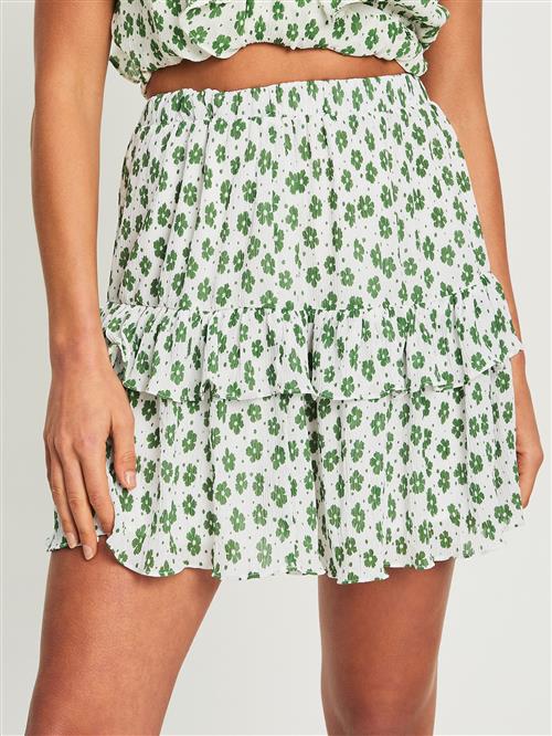 Tussah Nederdel 'Giulia'  græsgrøn / hvid