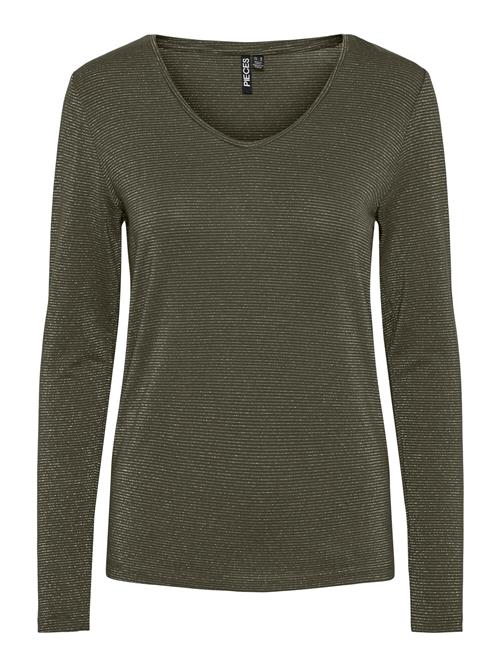 PIECES Shirts 'PCBillo'  mørkegrøn / sølv