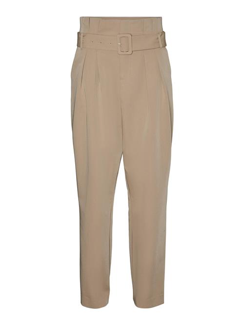 VERO MODA Bukser med lægfolder  mørkebeige
