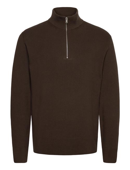 Half Zip Rib Knit Lindbergh Brown
