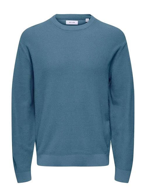 Onstony Ds 12 Ls Waffle Crew Knit Noos ONLY & SONS Blue
