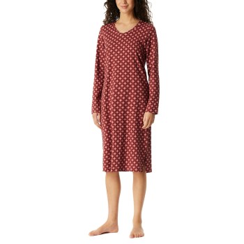 Schiesser Comfort Essentials Longsleeve Sleepshirt Rød bomuld 44 Dame